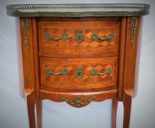 French Furniture Louis XV Petit Commode or night stand Marble top Signed 4