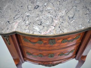 French Furniture Louis XV Petit Commode or night stand Marble top Signed 5