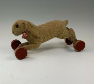 Antique Stuffed Mohair Rabbit Pull Toy