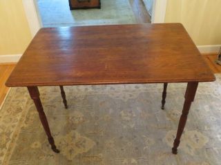 Vintage Antique Wood Sewing Crafting Table With Rolling Casters