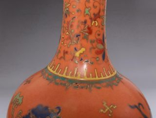 Old Antique Chinese Porcelain Dragon Famille - Rose Vase Yongzheng Marked 10