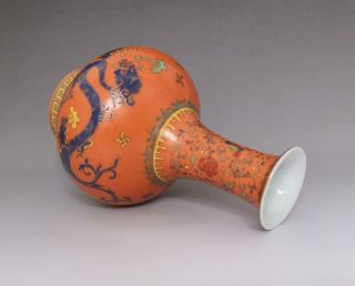 Old Antique Chinese Porcelain Dragon Famille - Rose Vase Yongzheng Marked 5