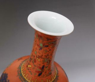 Old Antique Chinese Porcelain Dragon Famille - Rose Vase Yongzheng Marked 7