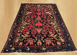 Hand Knotted Vintage Persain Hamadan Pictorial Wool Area Rug 6.  3 X 4.  5 (6933)