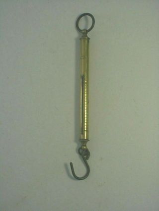 Testut Salter No.  3 20 Lb Brass Hanging Spring Scale