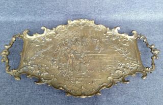 Big heavy antique french plate made of bronze 19th century Louis XV style 5