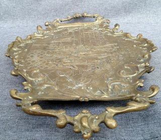 Big heavy antique french plate made of bronze 19th century Louis XV style 7