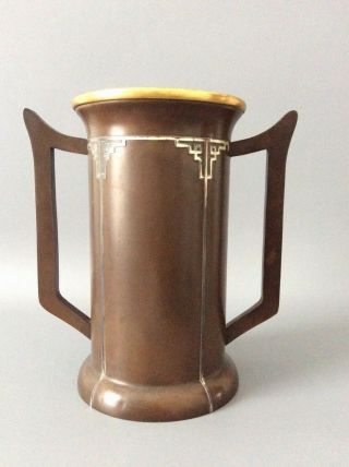 8 " Antique Arts And Crafts Sterling On Bronze Heintz Vase / Art Deco