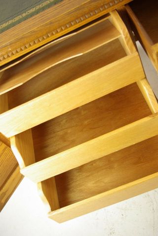 Oak Pedestal Desk,  Carved Oak Desk,  Leather Top Desk,  Scotland 1950,  B1166 5