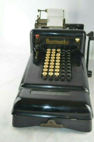 Antique Burroughs Class 3 Crank Mechanical Adding Machine Great