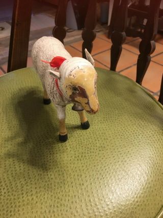 ANTIQUE SCHOENHUT CARVED PAINTED EYED LAMB 3