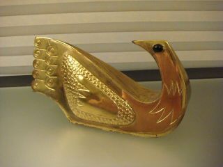 Modernist Tinta Taller Brass Bird Sculpture Ecuador Cabochon Eyes 2