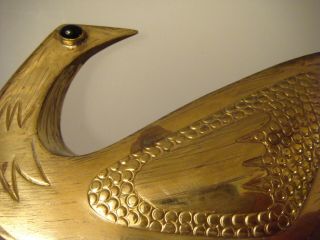 Modernist Tinta Taller Brass Bird Sculpture Ecuador Cabochon Eyes 5