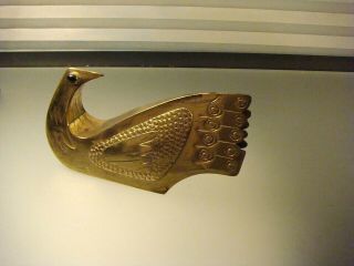 Modernist Tinta Taller Brass Bird Sculpture Ecuador Cabochon Eyes 9