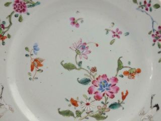 18TH C CHINESE PORCELAIN FAMILLE ROSE FLORAL FLYING CRANES PLATE 2