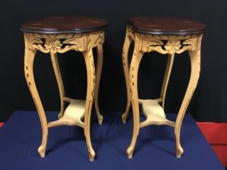 Exquisite 1930’s French Walnut - Inlaid Kidney Shaped End Tables.  F3 4