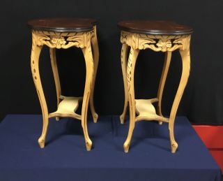 Exquisite 1930’s French Walnut - Inlaid Kidney Shaped End Tables.  F3 6