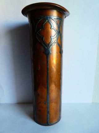 Antique Vintage Arts & Crafts Art Nouveau Copper / Silver Vase - 10 "