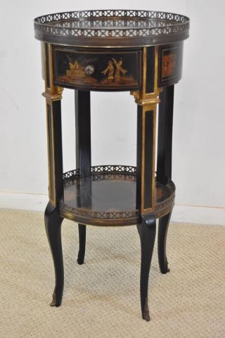 Theodore Alexander Asian Black Laquer Chinoiserie Stand Single Drawer