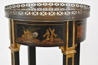 Theodore Alexander Asian Black Laquer Chinoiserie Stand Single Drawer 2