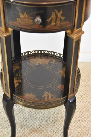 Theodore Alexander Asian Black Laquer Chinoiserie Stand Single Drawer 3