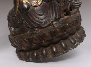 Perfect Antique Chinese Bronze Manjusri Buddha Statue - 27cm 10