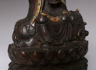 Perfect Antique Chinese Bronze Manjusri Buddha Statue - 27cm 11