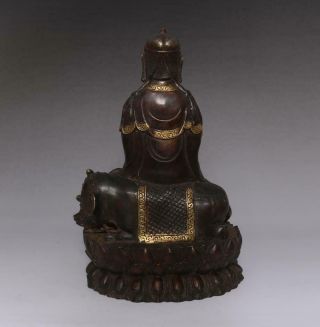 Perfect Antique Chinese Bronze Manjusri Buddha Statue - 27cm 2