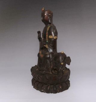 Perfect Antique Chinese Bronze Manjusri Buddha Statue - 27cm 5