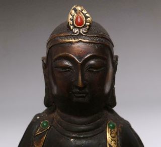 Perfect Antique Chinese Bronze Manjusri Buddha Statue - 27cm 6