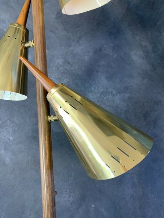 Mid Century Modern Brass Cone Floor Lamp Atomic Vintage RARE MCM Base 11