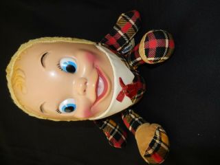 Vintage 50ties Plush Knickerbocker Plastic Face Humpty Dumpty Toy