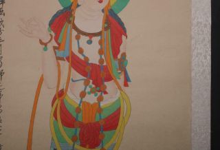 Fine Chinese Hand - painting Painting Scroll Zhangdaqian Marked - Buddha fresco 5
