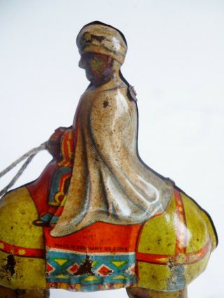 Vintage Tin Litho Wind up Wiseman on a Camel Made in Germany U.  S.  Zone RARE 5