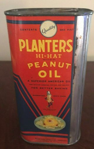 One Pint Planters Hi - Hat Peanut Oil,  Can,  Mr.  Peanut 2