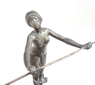 Rare Antique Art Nouveau German Pewter WMF Center Piece Woman Figure 6