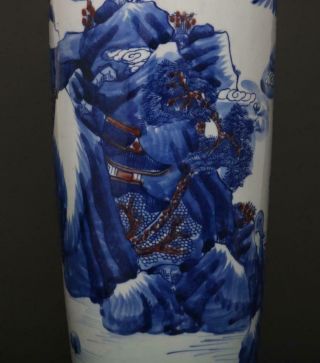 Finely Antique Chinese Porcelain Blue and White Vase With Landscape - 43cm 3