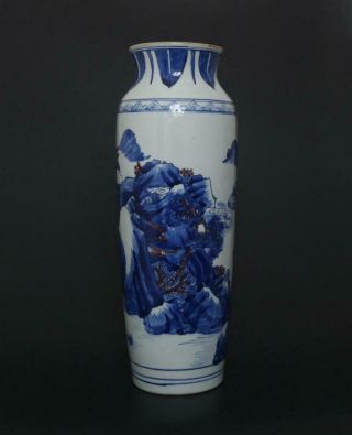 Finely Antique Chinese Porcelain Blue and White Vase With Landscape - 43cm 4