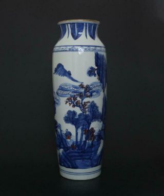 Finely Antique Chinese Porcelain Blue and White Vase With Landscape - 43cm 5