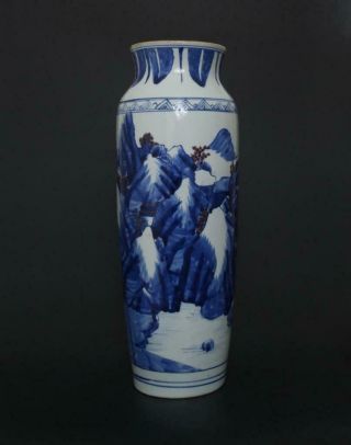 Finely Antique Chinese Porcelain Blue and White Vase With Landscape - 43cm 7