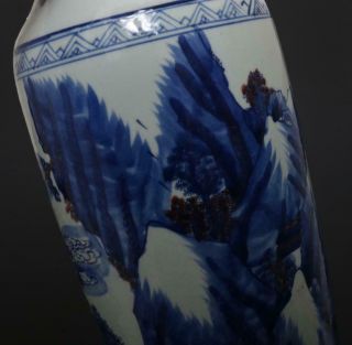 Finely Antique Chinese Porcelain Blue and White Vase With Landscape - 43cm 9