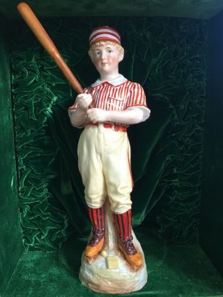 Heubach Bisque Porcelain Hand Painted Antique Baseball Batter