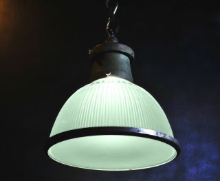 1930s Reclaimed vintage HOLOPHANE Industrial pendant light lantern 11