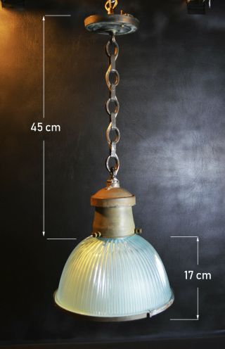 1930s Reclaimed vintage HOLOPHANE Industrial pendant light lantern 2