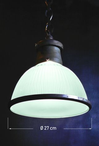 1930s Reclaimed vintage HOLOPHANE Industrial pendant light lantern 3
