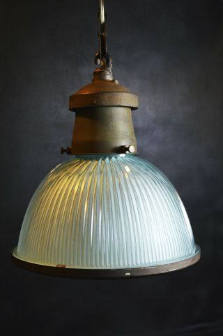 1930s Reclaimed vintage HOLOPHANE Industrial pendant light lantern 4