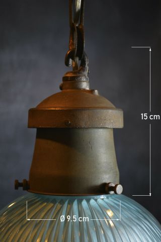 1930s Reclaimed vintage HOLOPHANE Industrial pendant light lantern 5