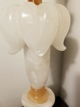 Pair Alabaster Lamps Carved Italian Art Deco Hollywood Regency 6