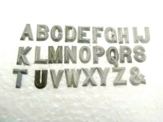 Vintage Pattern Letters Foundry Markers A - Z & 3/8 " Tall Silver Tone Metal Crafts