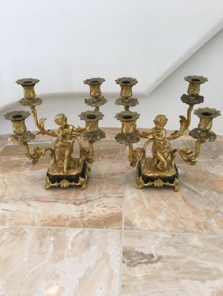 Antique French Gilt Bronze Candelabras